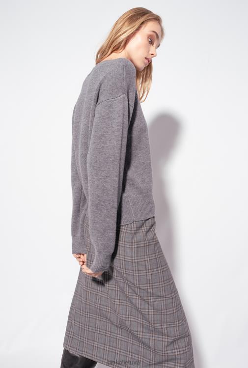 džemperiai | DH06P542 meilės paukščių megztinis Pinko šlapdriba pilka