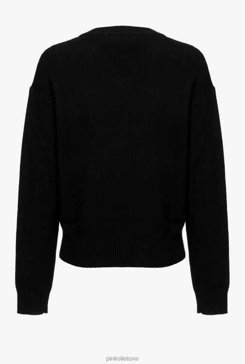 džemperiai | DH06P543 meilės paukščių megztinis Pinko juoda balta