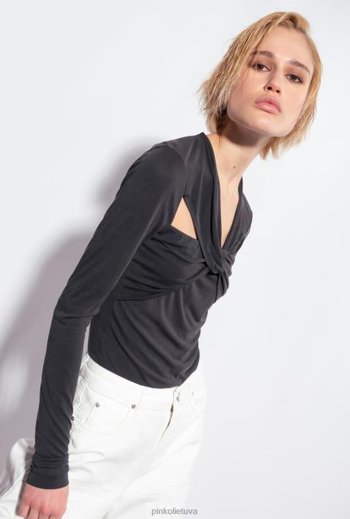 džemperiai | DH06P545 viršutinė dalis ilgomis rankovėmis su kryžminėmis detalėmis Pinko limuzinas juodas