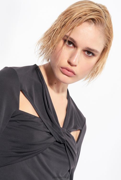 džemperiai | DH06P545 viršutinė dalis ilgomis rankovėmis su kryžminėmis detalėmis Pinko limuzinas juodas