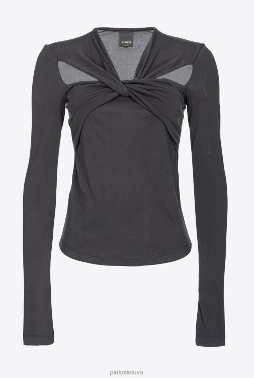 džemperiai | DH06P545 viršutinė dalis ilgomis rankovėmis su kryžminėmis detalėmis Pinko limuzinas juodas