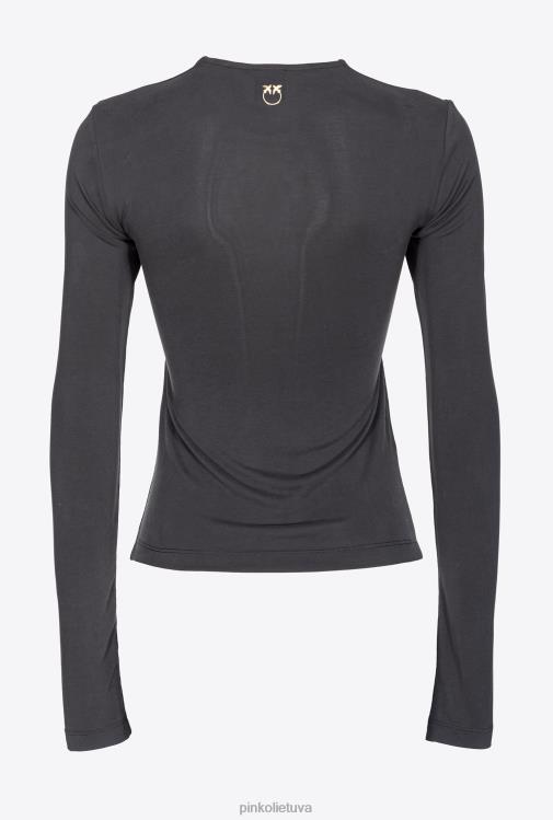 džemperiai | DH06P545 viršutinė dalis ilgomis rankovėmis su kryžminėmis detalėmis Pinko limuzinas juodas