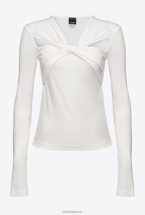 džemperiai | DH06P546 viršutinė dalis ilgomis rankovėmis su kryžminėmis detalėmis Pinko debesis baltas
