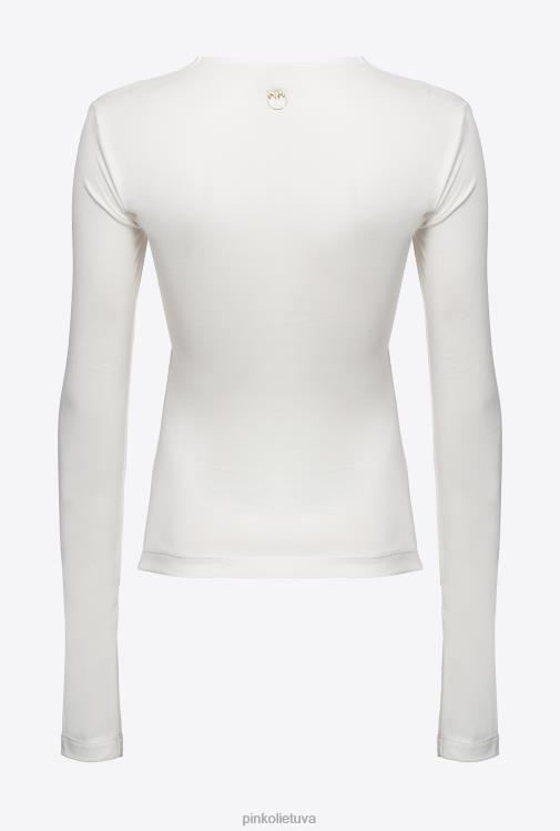 džemperiai | DH06P546 viršutinė dalis ilgomis rankovėmis su kryžminėmis detalėmis Pinko debesis baltas