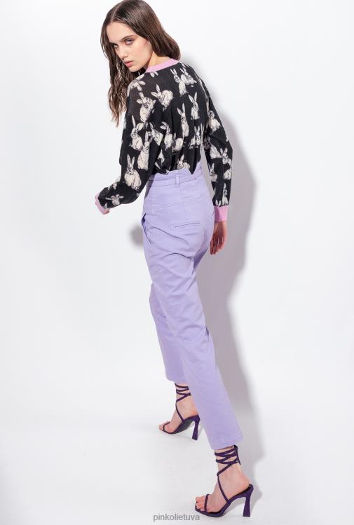 džemperiai | DH06P547 triušio megztinis Pinko juoda/pilka/balta