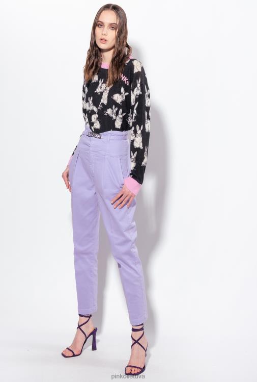 džemperiai | DH06P547 triušio megztinis Pinko juoda/pilka/balta