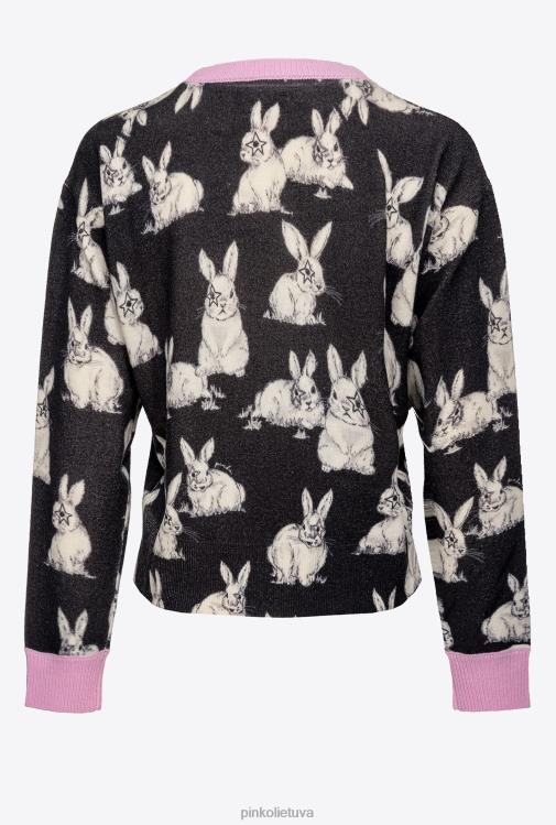 džemperiai | DH06P547 triušio megztinis Pinko juoda/pilka/balta