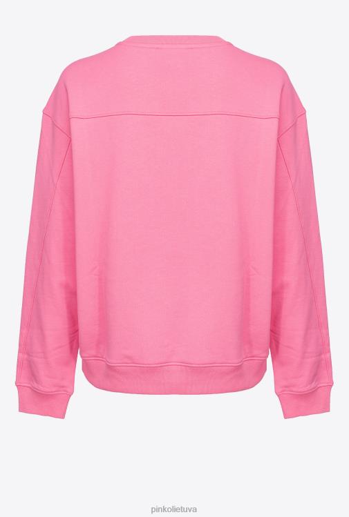 megztiniai | DH06P504 megztinis su meilės paukščių siuvinėjimu Pinko convolvulus rožinė