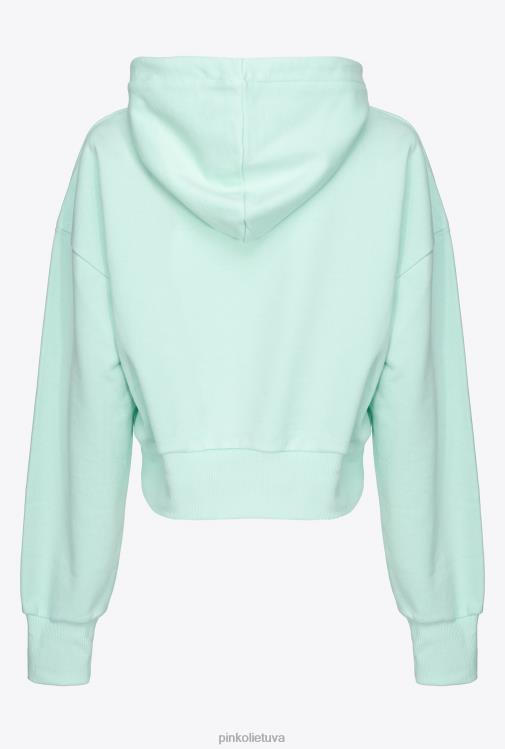 megztiniai | DH06P522 sutrumpintas megztinis su logotipo spauda Pinko kiaušinio lukštas mėlynas