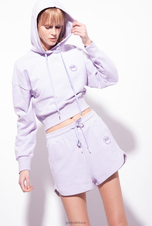 megztiniai | DH06P524 sutrumpintas megztinis su logotipo spauda Pinko alyvinė – šviesus šerbetas