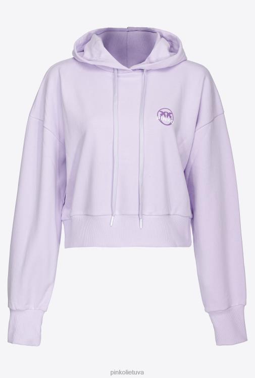 megztiniai | DH06P524 sutrumpintas megztinis su logotipo spauda Pinko alyvinė – šviesus šerbetas