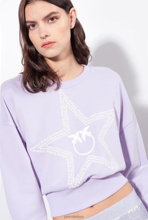 megztiniai | DH06P534 sutrumpintas megztinis su žvaigždės logotipu Pinko alyvinė – šviesus šerbetas