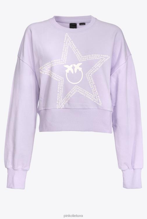 megztiniai | DH06P534 sutrumpintas megztinis su žvaigždės logotipu Pinko alyvinė – šviesus šerbetas