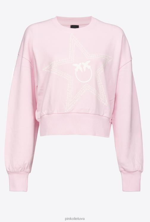 megztiniai | DH06P535 sutrumpintas megztinis su žvaigždės logotipu Pinko dulkėta alyvinė