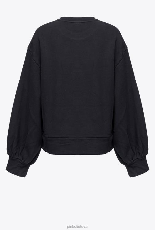 megztiniai | DH06P550 megztinis su sparneliu ir logotipu Pinko pilkai juoda