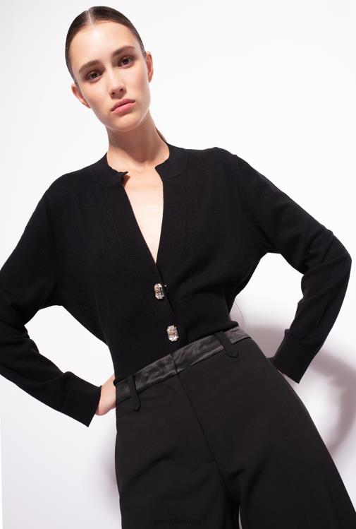 megztinis | DH06P500 karpytas megztinis su brangakmeniais sagomis Pinko limuzinas juodas
