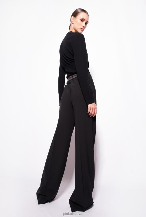 megztinis | DH06P500 karpytas megztinis su brangakmeniais sagomis Pinko limuzinas juodas