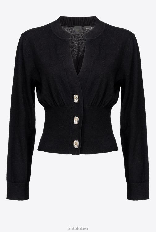 megztinis | DH06P500 karpytas megztinis su brangakmeniais sagomis Pinko limuzinas juodas