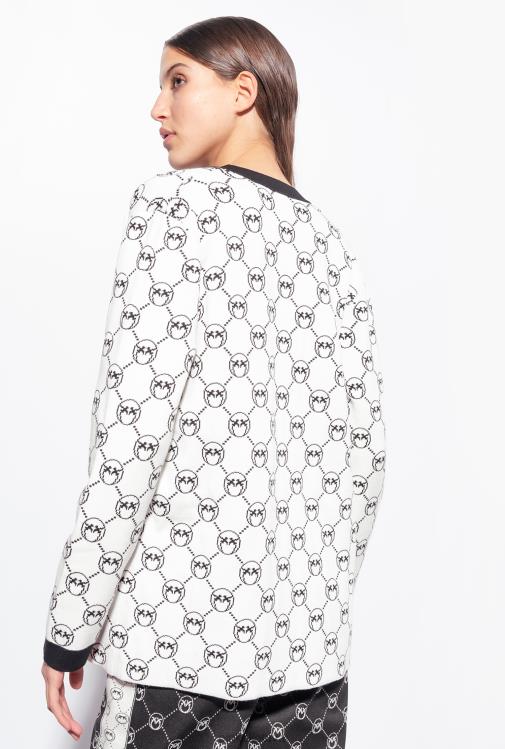 megztinis | DH06P541 monograminis žakardo megztinis Pinko mult. balta/juoda/raudona