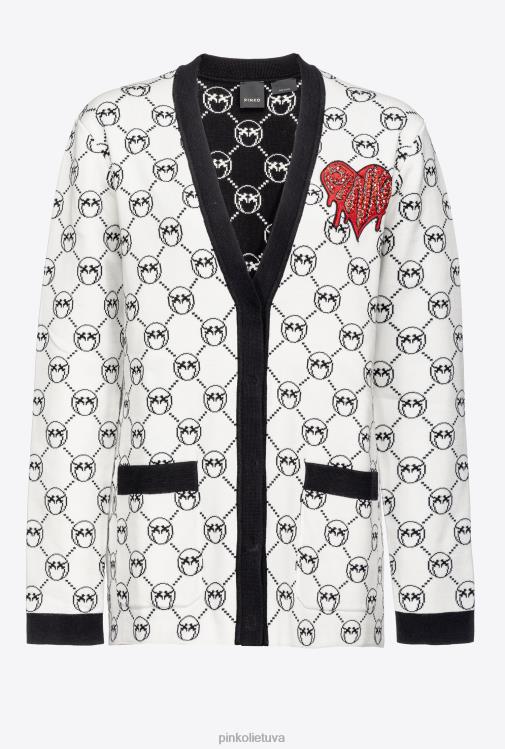 megztinis | DH06P541 monograminis žakardo megztinis Pinko mult. balta/juoda/raudona