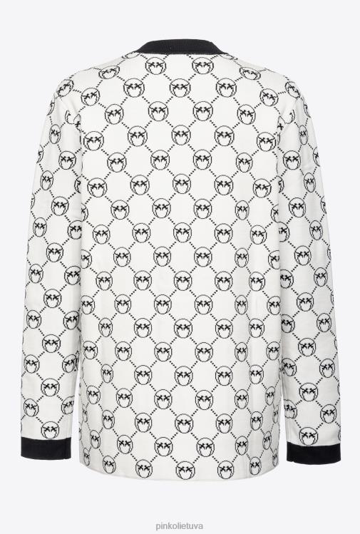 megztinis | DH06P541 monograminis žakardo megztinis Pinko mult. balta/juoda/raudona