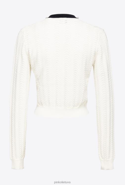 megztinis | DH06P544 karpytas megztinis su vyšnių siuvinėjimu Pinko mult. balta/juoda/raudona