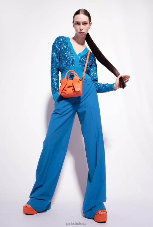 megztinis | DH06P548 pilnai blizgučiais puoštas megztinis Pinko direktorius mėlynas