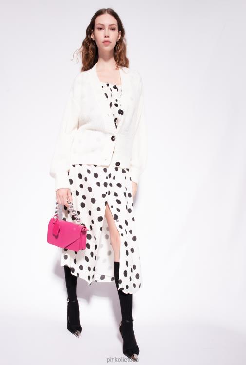 megztinis | DH06P552 karpytas šonkaulių megztinis Pinko šilko baltumo