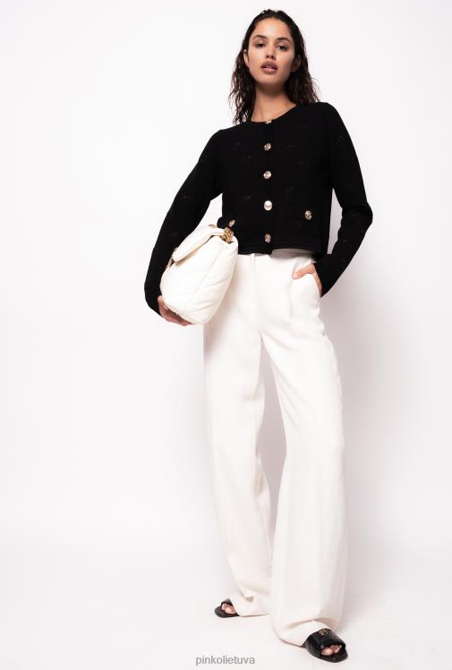 megztinis | DH06P554 apkarpytas žakardo meilės paukščių megztinis Pinko limuzinas juodas