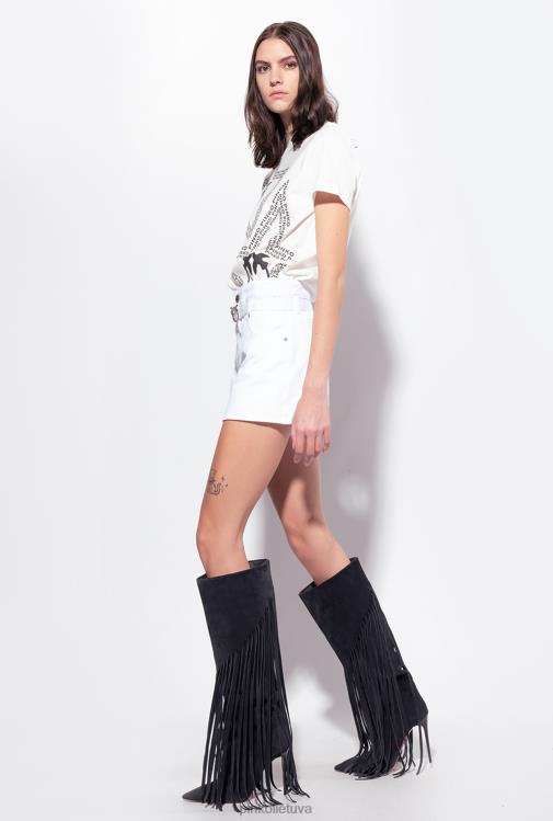 marškinėliai | DH06P342 marškinėliai su žvaigždės logotipu Pinko šilko baltumo