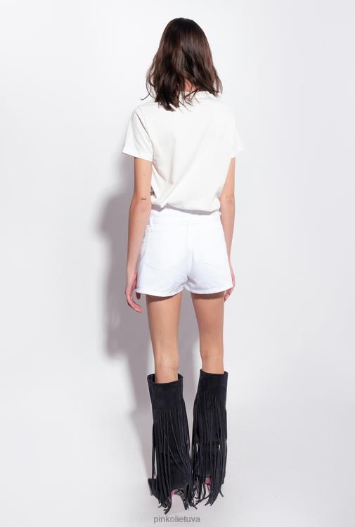 marškinėliai | DH06P342 marškinėliai su žvaigždės logotipu Pinko šilko baltumo