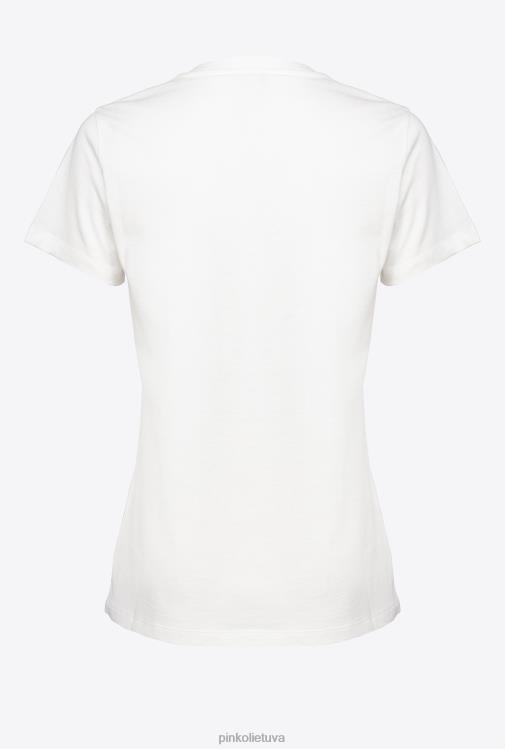 marškinėliai | DH06P342 marškinėliai su žvaigždės logotipu Pinko šilko baltumo