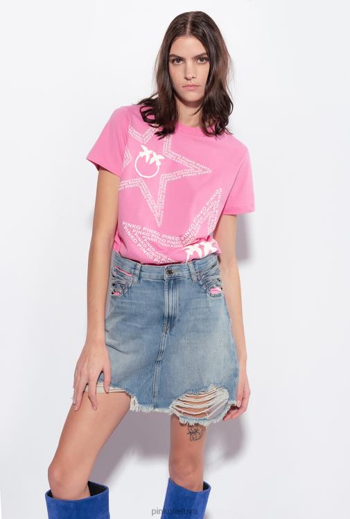 marškinėliai | DH06P343 marškinėliai su žvaigždės logotipu Pinko convolvulus rožinė