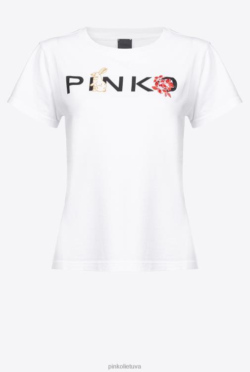 marškinėliai | DH06P363 triušio marškinėliai Pinko ryškiai balta