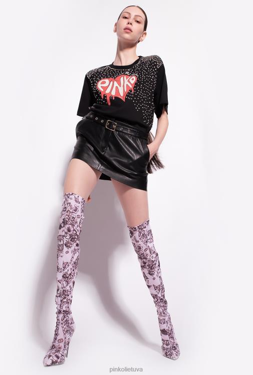 marškinėliai | DH06P396 mylėk mane amžinai marškinėliai Pinko limuzinas juodas