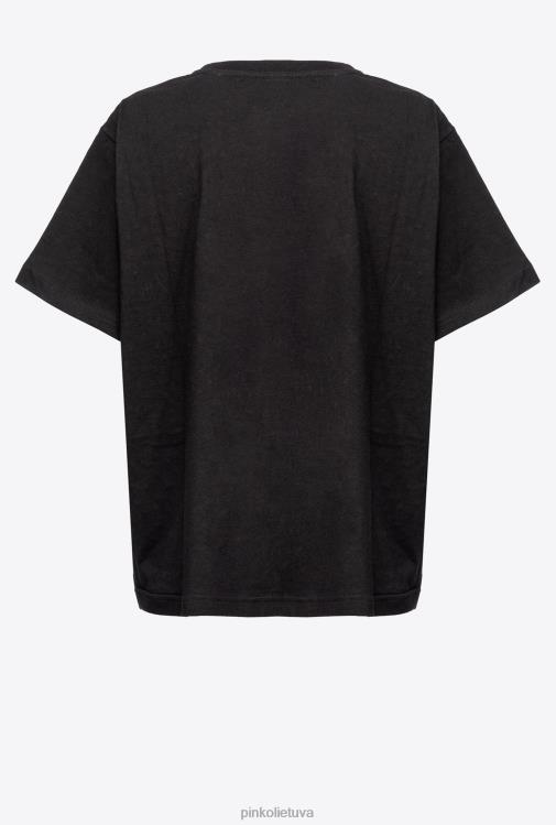 marškinėliai | DH06P396 mylėk mane amžinai marškinėliai Pinko limuzinas juodas