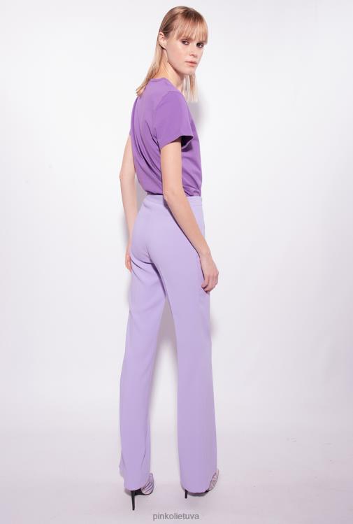 marškinėliai | DH06P397 V formos iškirptės marškinėliai su logotipu Pinko levandų alyvinė