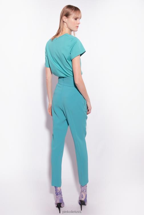 marškinėliai | DH06P398 V formos iškirptės marškinėliai su logotipu Pinko mėlyna