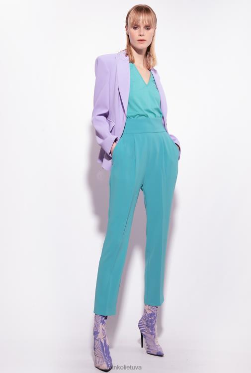 marškinėliai | DH06P398 V formos iškirptės marškinėliai su logotipu Pinko mėlyna