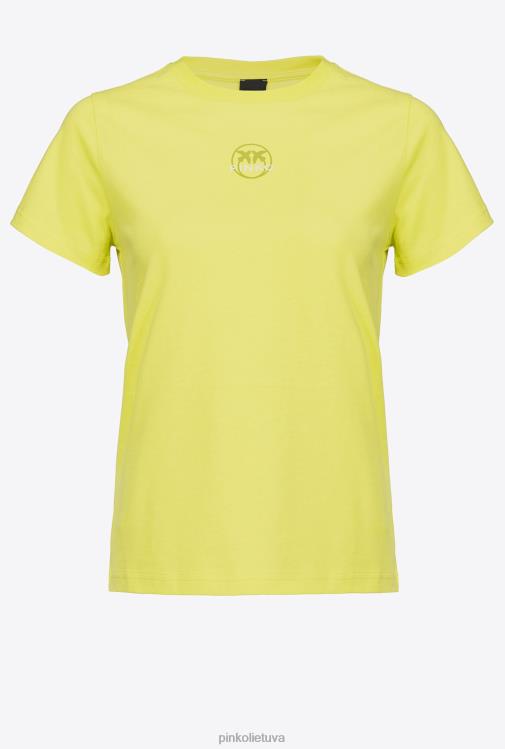 marškinėliai | DH06P401 marškinėliai su logotipu Pinko šilta alyvuogių žalia