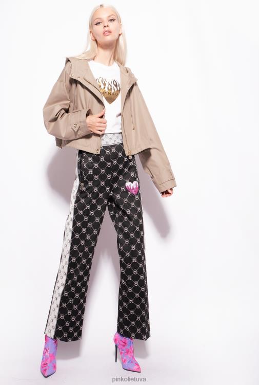 marškinėliai | DH06P418 širdelės rašto marškinėliai Pinko šilko baltumo