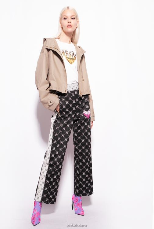 marškinėliai | DH06P418 širdelės rašto marškinėliai Pinko šilko baltumo