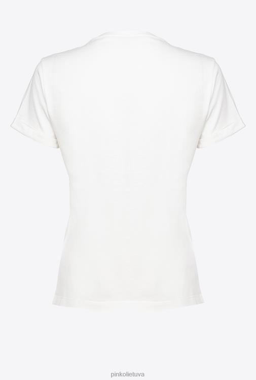 marškinėliai | DH06P418 širdelės rašto marškinėliai Pinko šilko baltumo