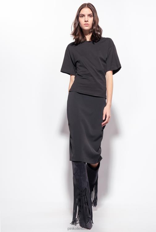 marškinėliai | DH06P428 marškinėliai su raišteliu nugaroje Pinko limuzinas juodas