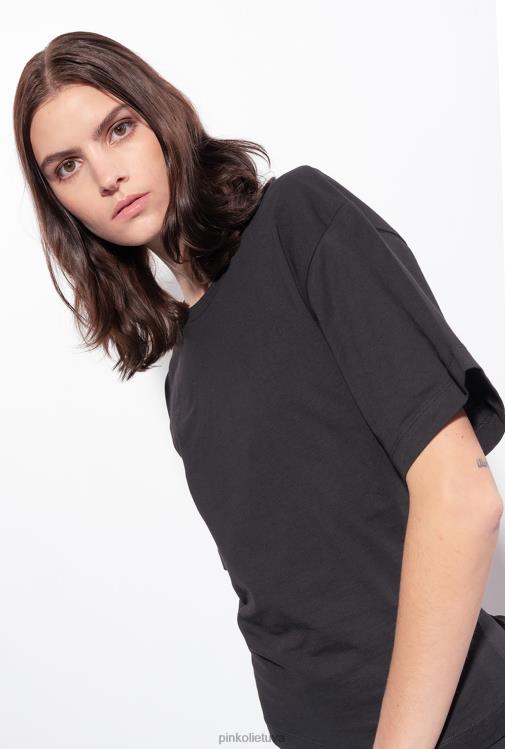 marškinėliai | DH06P428 marškinėliai su raišteliu nugaroje Pinko limuzinas juodas
