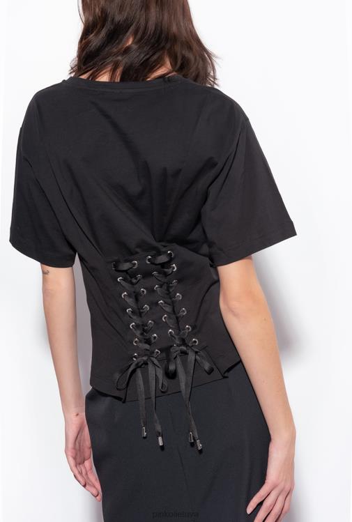 marškinėliai | DH06P428 marškinėliai su raišteliu nugaroje Pinko limuzinas juodas