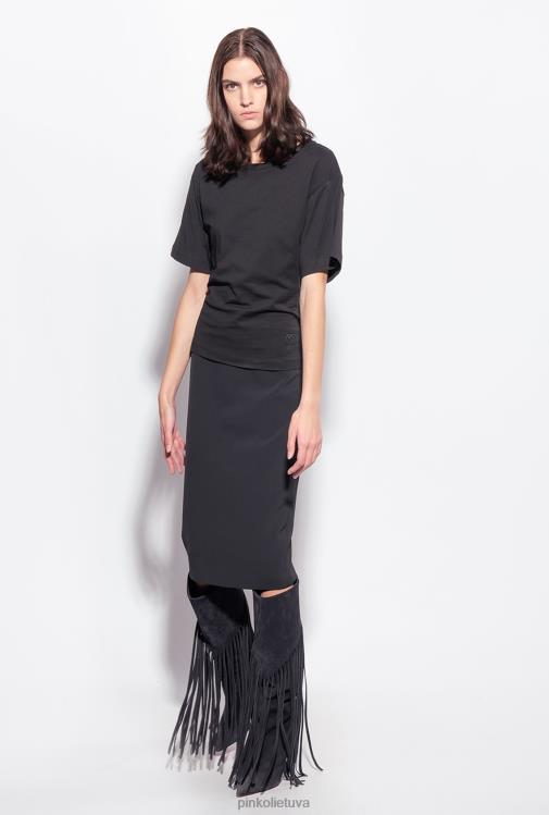 marškinėliai | DH06P428 marškinėliai su raišteliu nugaroje Pinko limuzinas juodas