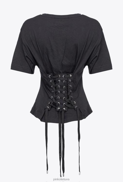 marškinėliai | DH06P428 marškinėliai su raišteliu nugaroje Pinko limuzinas juodas