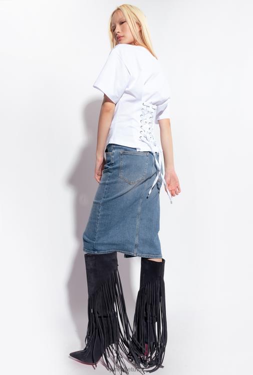 marškinėliai | DH06P429 marškinėliai su raišteliu nugaroje Pinko ryškiai balta