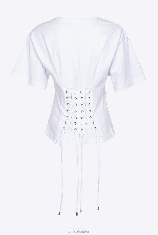 marškinėliai | DH06P429 marškinėliai su raišteliu nugaroje Pinko ryškiai balta